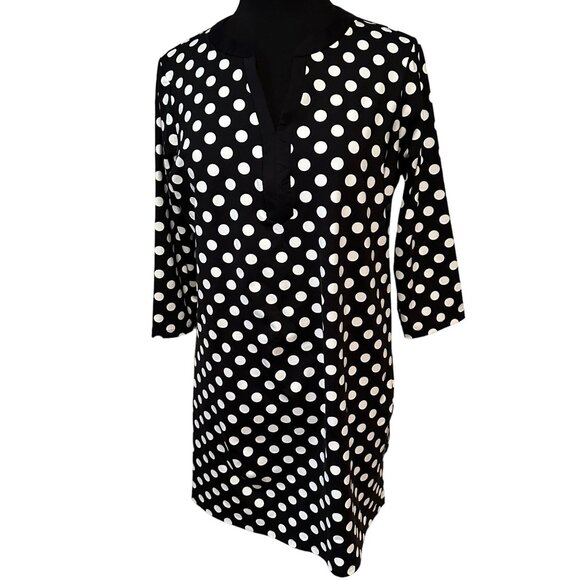 Lands’ End Swim Cover-Up – Black & White Polka Dot – Medium Petite - Picture 1 of 10